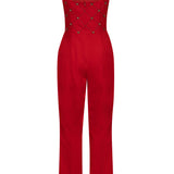 Madeline Embellished Red Jumpsuit