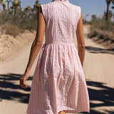 The Kōr Shirt Dress in Coral Stripe