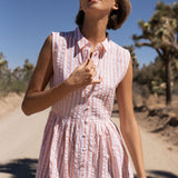 The Kōr Shirt Dress in Coral Stripe