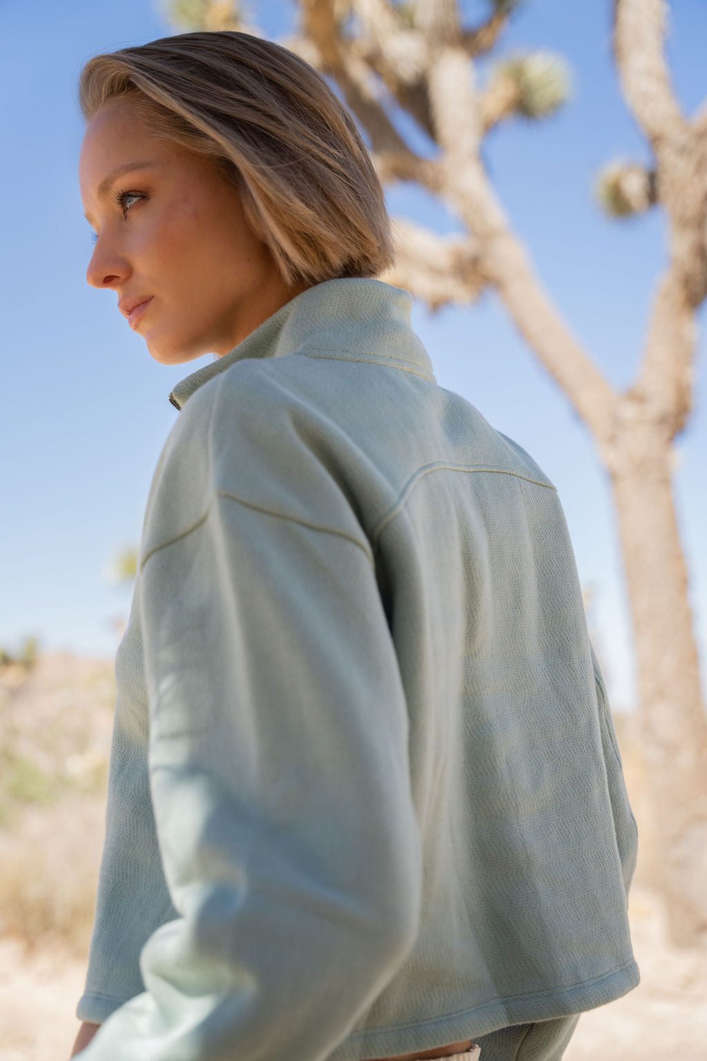 Women's mint green quarter zip sweatshirt 