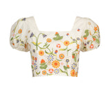 Eliza Embroidered Organic Cotton Crop Top