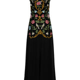 Madeline Embroidered Black Maxi Dress