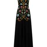 Madeline Embroidered Black Maxi Dress