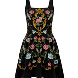 Madeline Embroidered Velvet Dress