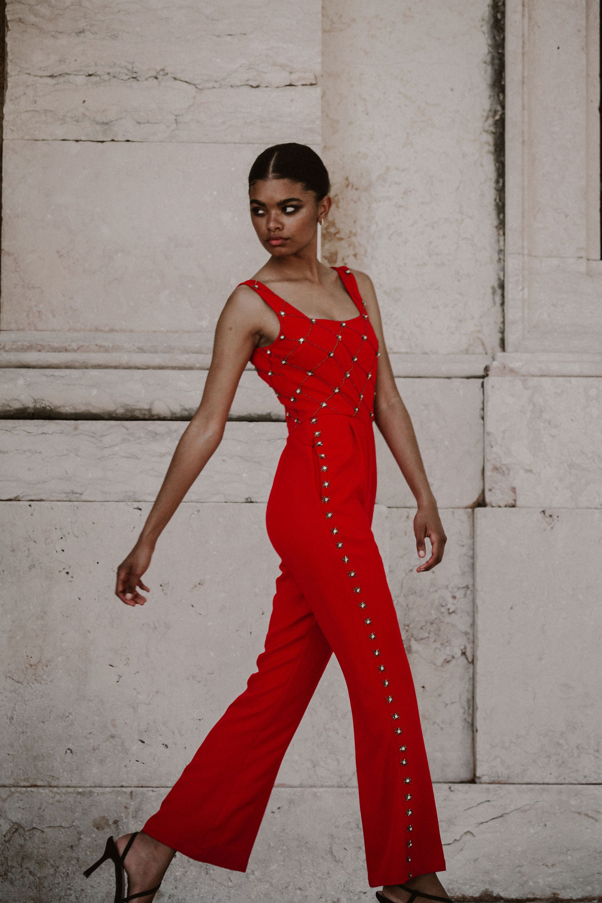 Zara cheap red jumpsuit