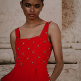 Madeline Embellished Red Jumpsuit