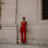 Madeline Embellished Red Jumpsuit