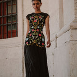 Madeline Embroidered Black Maxi Dress