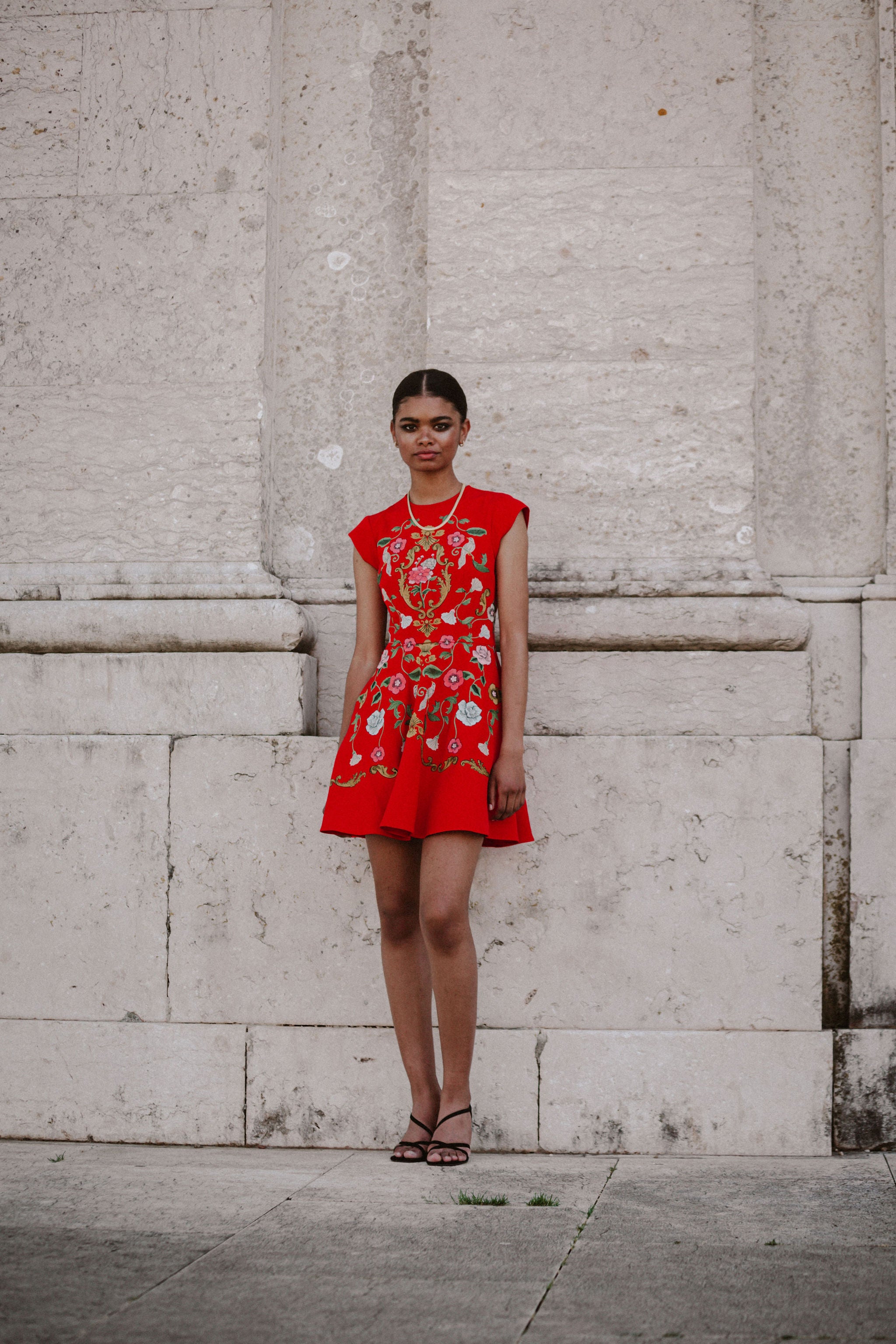 Madeline Embroidered Red Mini Dress – Aarabhi London