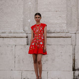 Madeline Embroidered Red Mini Dress