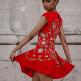 Madeline Embroidered Red Mini Dress