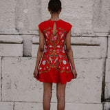 Madeline Embroidered Red Mini Dress