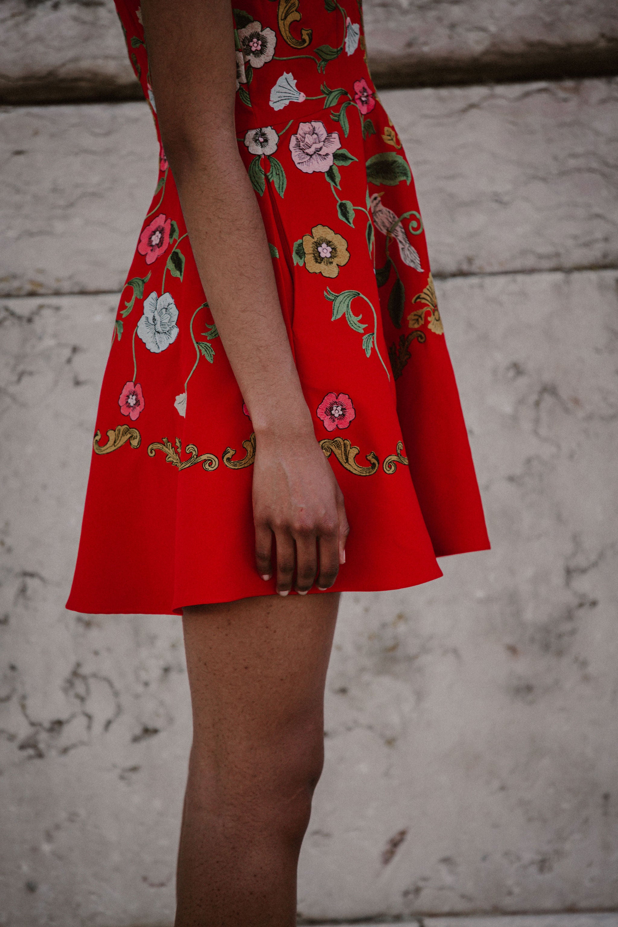 Madeline Embroidered Red Mini Dress