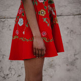 Madeline Embroidered Red Mini Dress