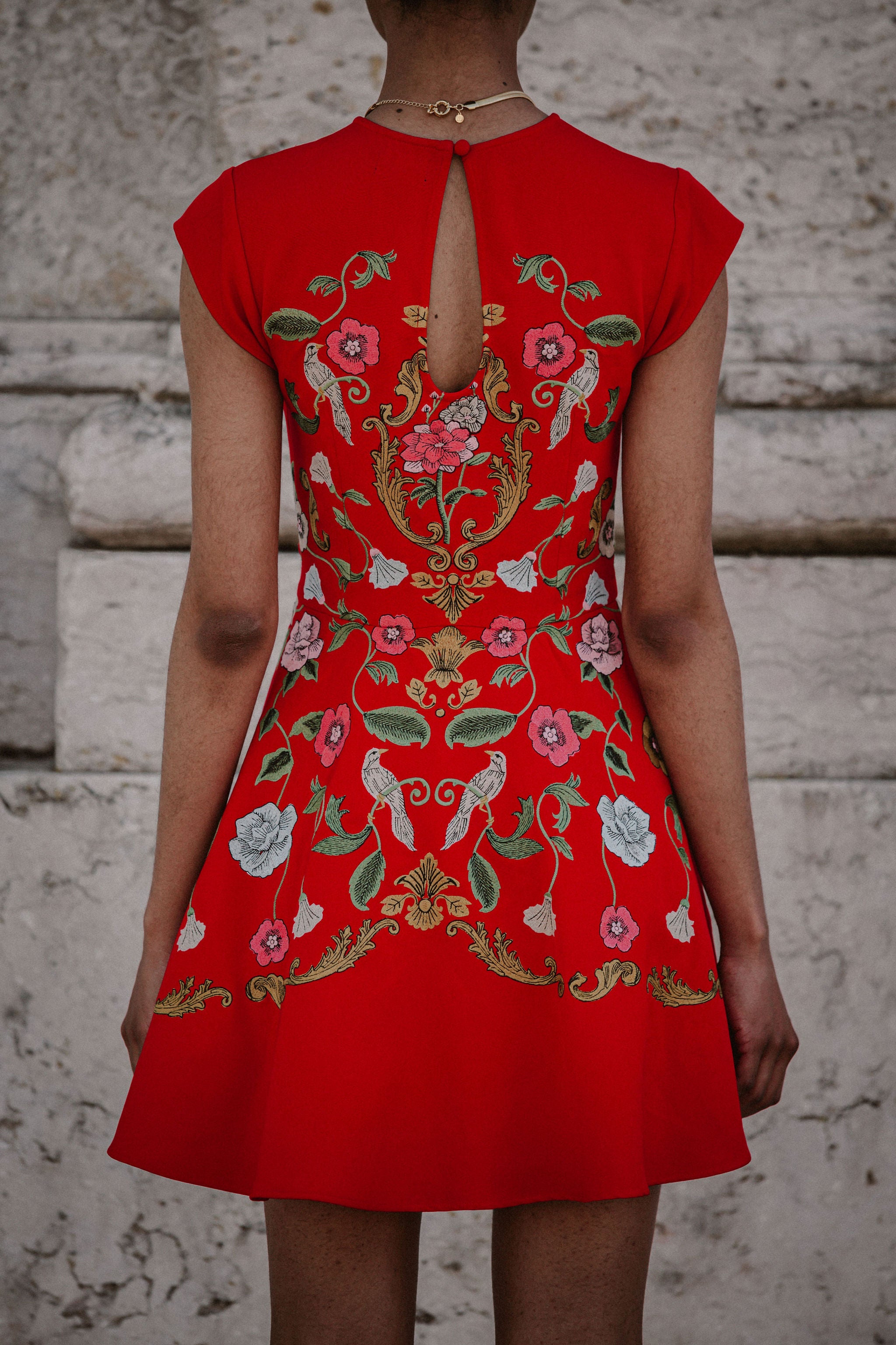 Madeline Embroidered Red Mini Dress – Aarabhi London