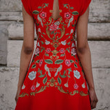 Madeline Embroidered Red Mini Dress