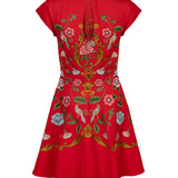 Madeline Embroidered Red Mini Dress