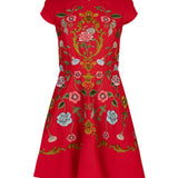 Madeline Embroidered Red Mini Dress