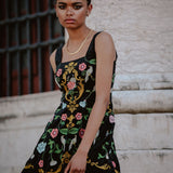 Madeline Embroidered Velvet Dress